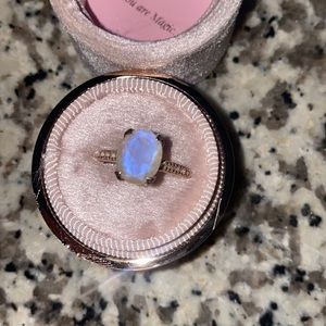 Moon Magic diamond and moonstone engagement ring. 14k Rose Gold